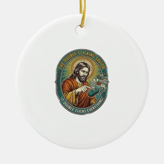 Jesus kaputte Doppelklickmaus IT Büro Tech Keramik Ornament (Vorne)