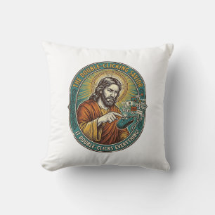 Jesus kaputte Doppelklickmaus IT Büro Tech  Kissen
