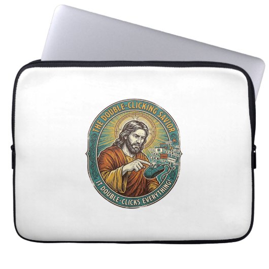 Jesus kaputte Doppelklickmaus IT Büro Tech Laptopschutzhülle (Vorderseite)
