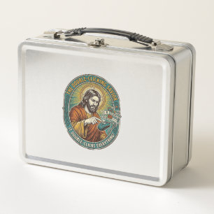Jesus kaputte Doppelklickmaus IT Büro Tech Metall Brotdose
