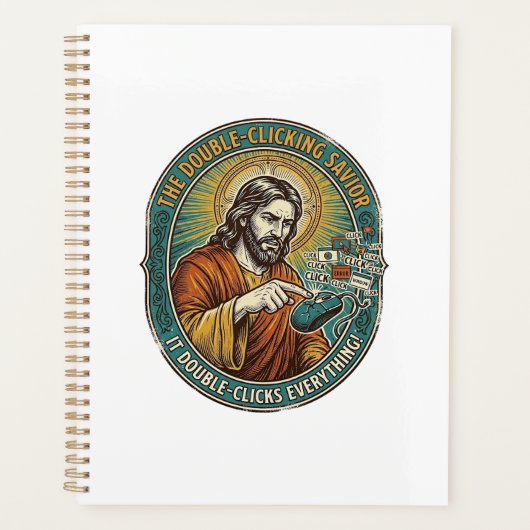 Jesus kaputte Doppelklickmaus IT Büro Tech Planer (Vorderseite)