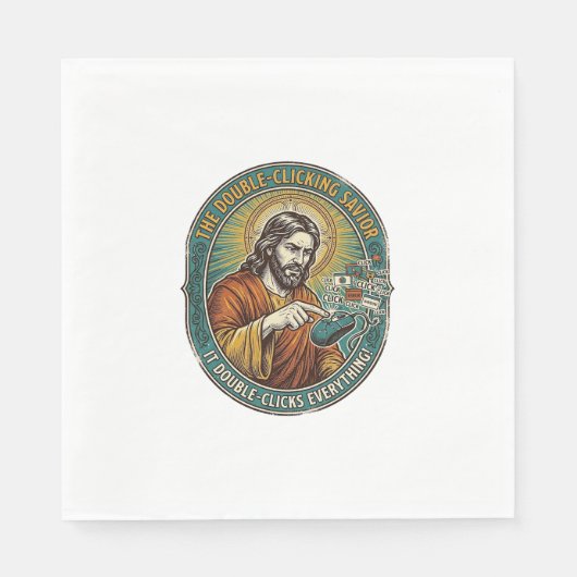 Jesus kaputte Doppelklickmaus IT Büro Tech Serviette (Vorderseite)