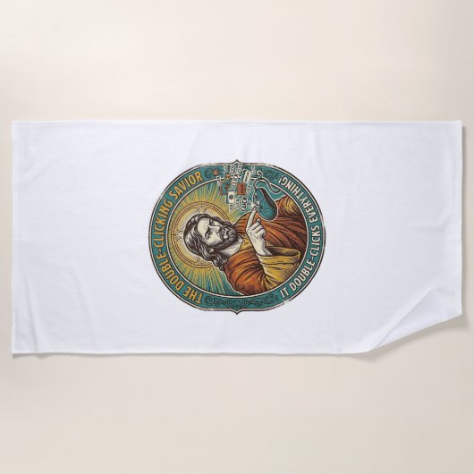 Jesus kaputte Doppelklickmaus IT Büro Tech Strandtuch (Vorderseite)