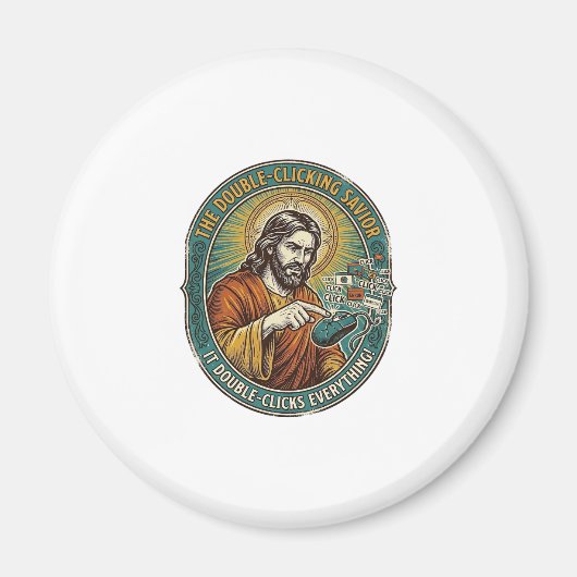 Jesus kaputte Doppelklickmaus IT Büro Technik Magnet (Vorne)