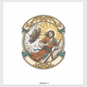 Jesus kaputter Regenschirm umgeblasen Windiger Stu Aufkleber