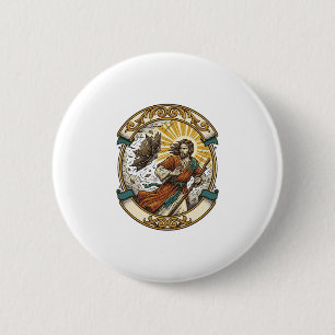 Jesus kaputter Regenschirm umgeblasen Windiger Stu Button
