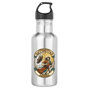 Jesus kaputter Regenschirm umgeblasen Windiger Stu Edelstahlflasche