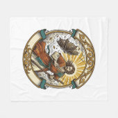 Jesus kaputter Regenschirm umgeblasen Windiger Stu Fleecedecke (Vorderseite (Horizontal))