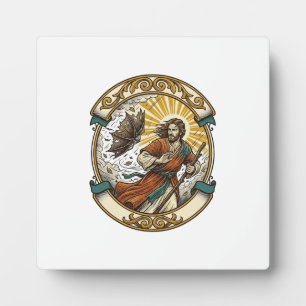 Jesus kaputter Regenschirm umgeblasen Windiger Stu Fotoplatte
