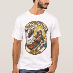 Jesus kaputter Regenschirm umgeblasen Windiger Stu T-Shirt