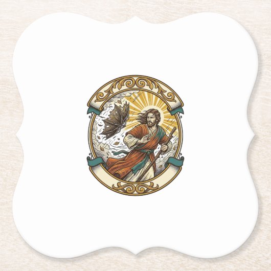 Jesus kaputter Regenschirm umgeblasen Windiger Stu Untersetzer (Vorderseite)