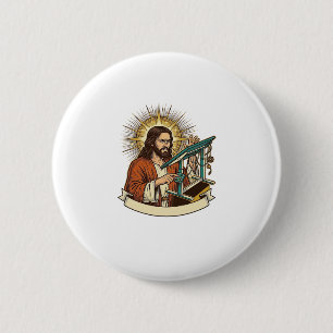Jesus kaputter Stehschreibtisch steckt halb im Bür Button