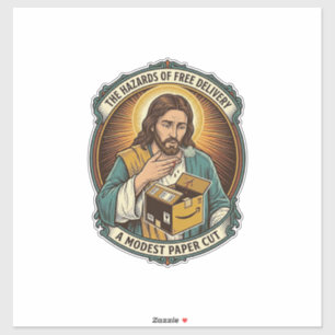 Jesus Karton Papierausschnitt Finger Schmerz Humor Aufkleber