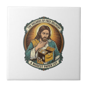 Jesus Karton Papierausschnitt Finger Schmerz Humor Fliese