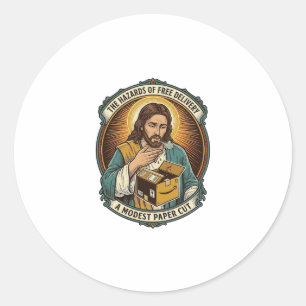 Jesus Karton Papierausschnitt Finger Schmerz Humor Runder Aufkleber