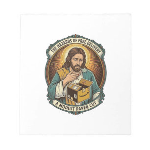 Jesus Karton Pappe Schnitt Finger Schmerz Humor_1 Notizblock