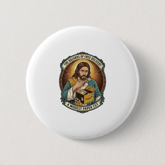 Jesus Karton Schachtel Papier Schnitt Finger Schme Button (Vorderseite)