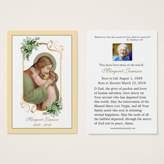 Jesus katholische Beerdigung Gedenkkarte - (Vorne & Hinten)