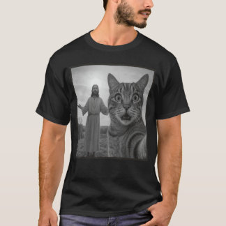 Jesus Katze Sie Lustiges Religiöses Meme-Foto Retr T-Shirt