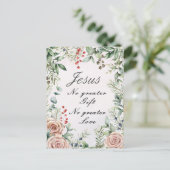 Jesus, kein größeres Geschenk, keine größere Liebe Postkarte (Stehend Vorderseite)
