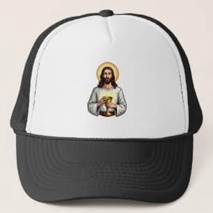 Jesus-Kelch-Wappen Vintage-Gravur-Shirt 2 Truckerkappe
