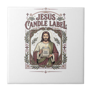 Jesus Kerzenlabel Jesus Kerze Christlicher Glaube  Fliese