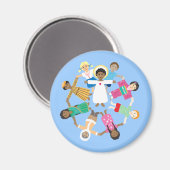 Jesus-Kind mit dem Kreis der Kinder aller Nationen Magnet (Vorderseite/Rückseite)