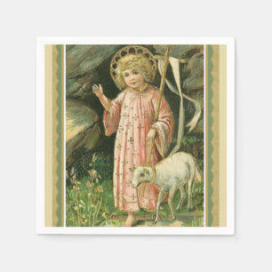 Jesus-Kinderkreuz-Lamm-Ostern-König Serviette