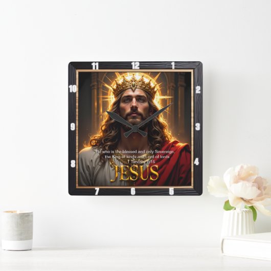 Jesus King Crown Sovereign Majesty Robe Quadratische Wanduhr (Zuhause)