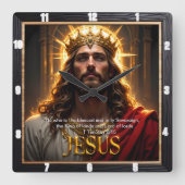 Jesus King Crown Sovereign Majesty Robe Quadratische Wanduhr (Vorderseite)