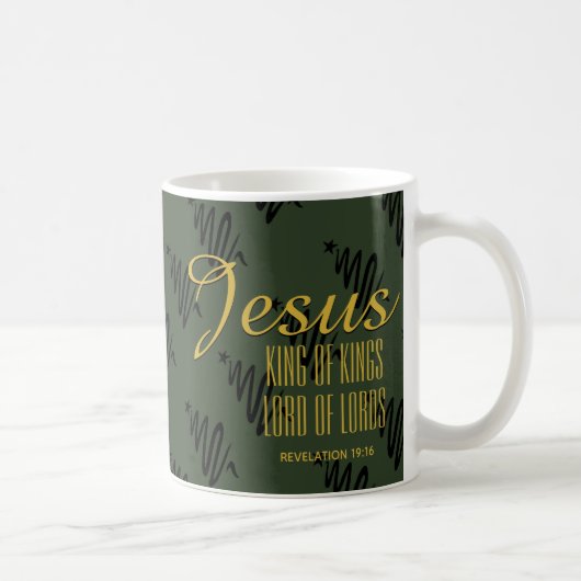 JESUS KING OF KINGS Christlich Christmas Green Kaffeetasse (Rechts)