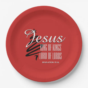 JESUS KING OF KINGS - Christliche Weihnachtsschrif Pappteller