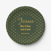 JESUS KING OF KINGS Christmas Christlich Green Gol Pappteller (Vorderseite)