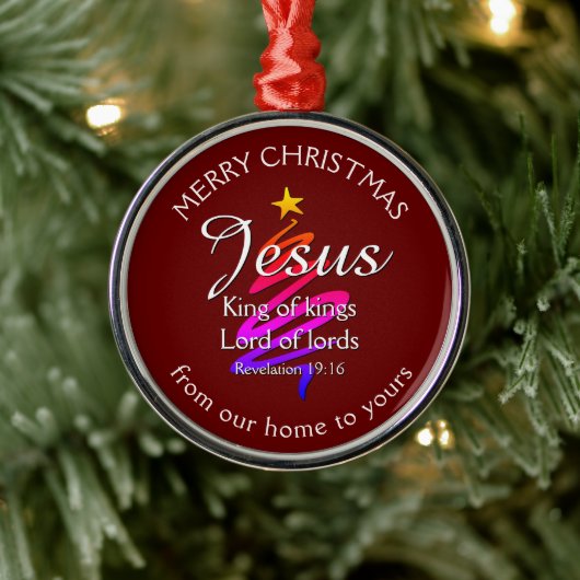 JESUS KING of KINGS Custom Burgundy | CHRISTMAS Ornament Aus Metall (Baum)
