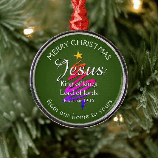 JESUS KING OF KINGS Custom Green | CHRISTMAS Ornament Aus Metall (Baum)