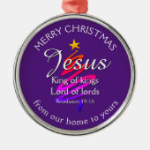 JESUS KING OF KINGS Custom Lila | CHRISTMAS Ornament Aus Metall (Vorne)