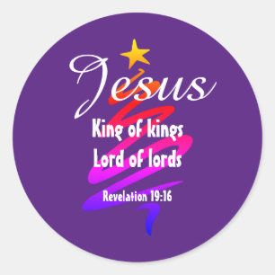 JESUS KING of KINGS Custom Lila Modern Runder Aufkleber