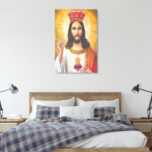 Jesus King wrapped Canvas Leinwanddruck (Insitu (Schlafzimmer))