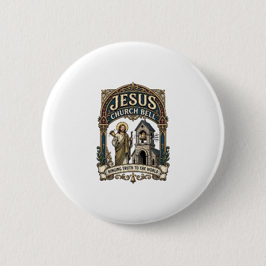Jesus-Kirche Glocke Jesus-Kirche Glocke Christlich Button (Vorderseite)