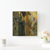 Jesus klopft an deiner Tür 6a Quadratische Wanduhr (Zuhause)