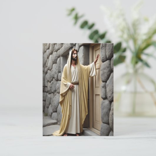Jesus klopft an der antiken Tür Postkarte (Stehend Vorderseite)