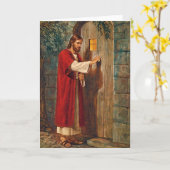 Jesus klopft an der Türklammer Karte (Gelbe Blume)