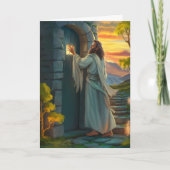 Jesus klopft an einer rustikalen Tür Karte (Vorderseite)