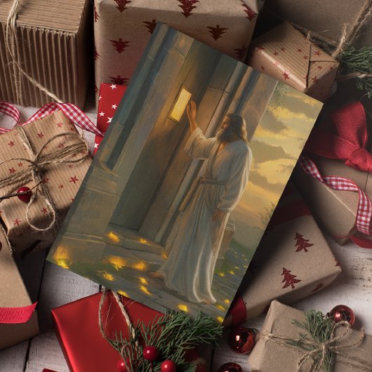 Jesus klopft an einer rustikalen Tür Karte