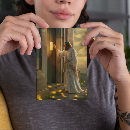 Jesus klopft an einer rustikalen Tür Karte
