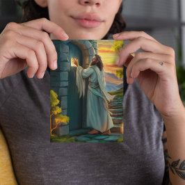 Jesus klopft an einer rustikalen Tür Karte