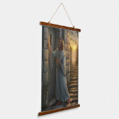 Jesus klopft an einer rustikalen Tür Wandteppich Mit Holzrahmen (Gewinkelt)