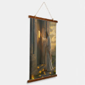 Jesus klopft an einer rustikalen Tür Wandteppich Mit Holzrahmen (Gewinkelt)