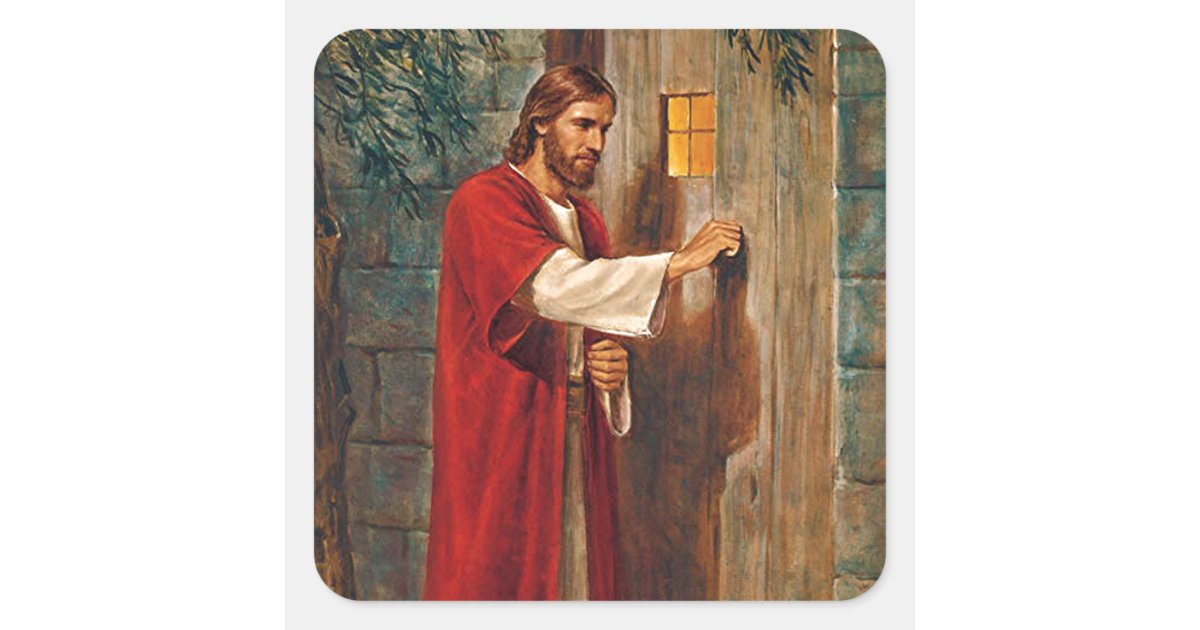 Jesus klopft auf der Tür Quadratischer Aufkleber | Zazzle.de