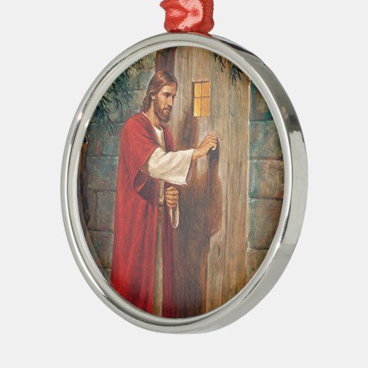Jesus klopft auf der Tür Silbernes Ornament (Links)